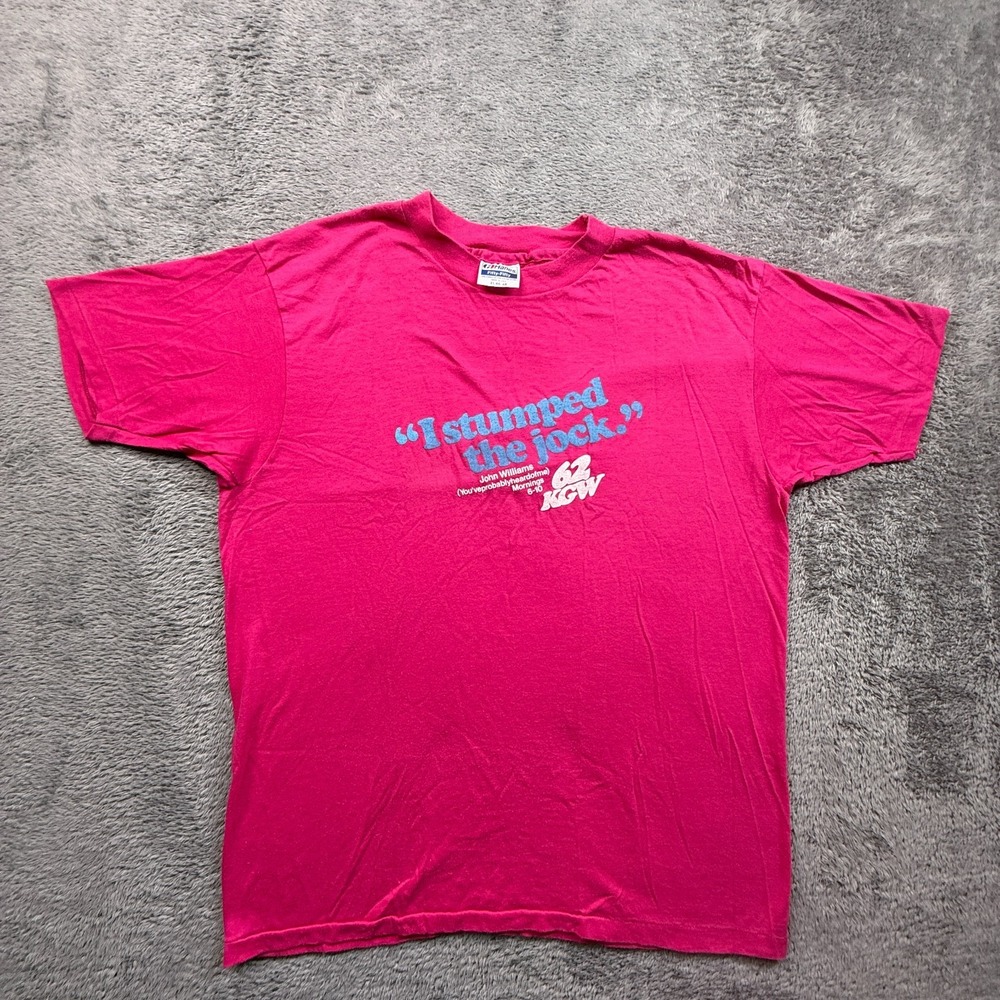 Vintage 80s Portland Tee Shirt 62 KGW John Williams I STUMPED THE JOCK Hanes XL